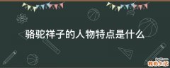 骆驼祥子的人物特点是什么