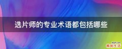 选片师的专业术语都包括哪些